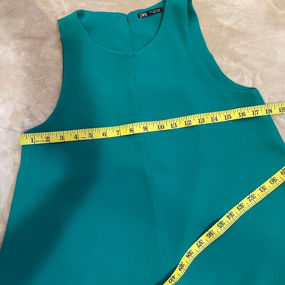Zara Emerald Green Sleeveless Midi Dress size S - Picture 5 of 11